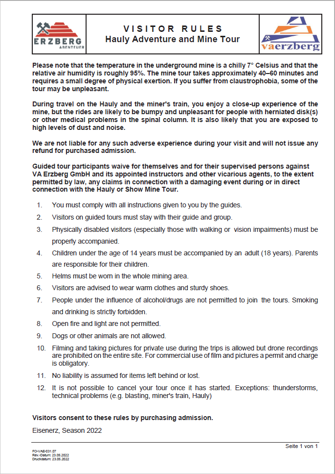 Visitor Rules 2022
